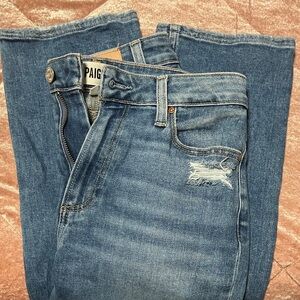 PAIGE Light Blue Denim Jeans with Distressed Detail